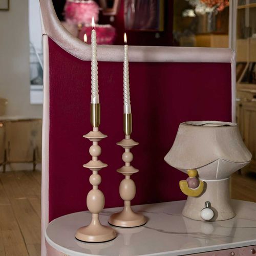 Bougeoir En Métal Gemini (lot De 2) Rose Et Doré