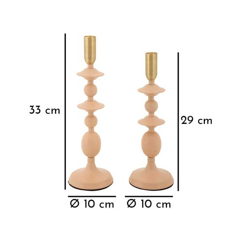 Bougeoir En Métal Gemini (lot De 2) Rose Et Doré