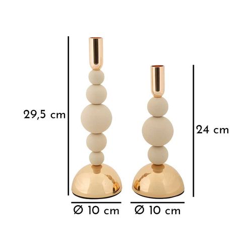 Bougeoir En Métal Holder (lot De 2) Crème Et Doré