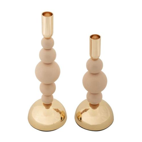 Bougeoir En Métal Holder (lot De 2) Rose Et Doré