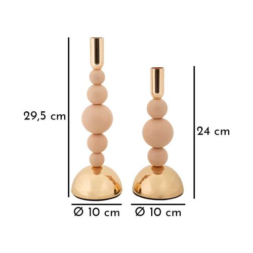 Bougeoir En Métal Holder (lot De 2) Rose Et Doré