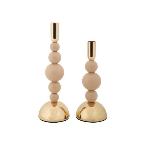 Bougeoir En Métal Holder (lot De 2) Rose Et Doré