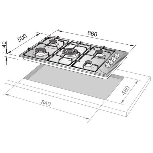 Plaque Gaz Encastrable Sl 59 Dd Sable 90 Cm Gaz 5 Foyers