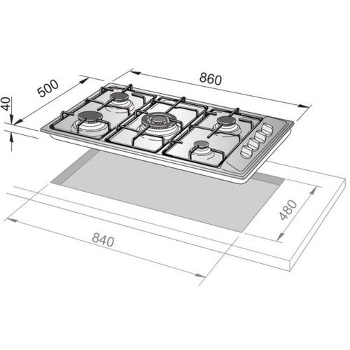 Plaque Gaz Encastrable Dli 59 Dd Acier Inoxydable 90 Cm Gaz 5 Foyers