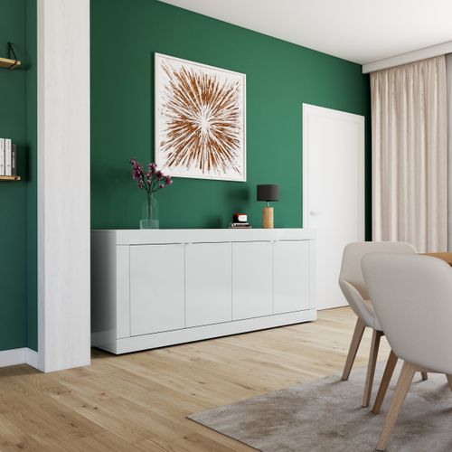 Buffet 4 portes L.207 BRIGHT blanc laqué