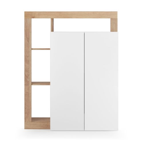 Meuble à Chaussures 2 Portes Leandre Imitation Chêne Et Blanc