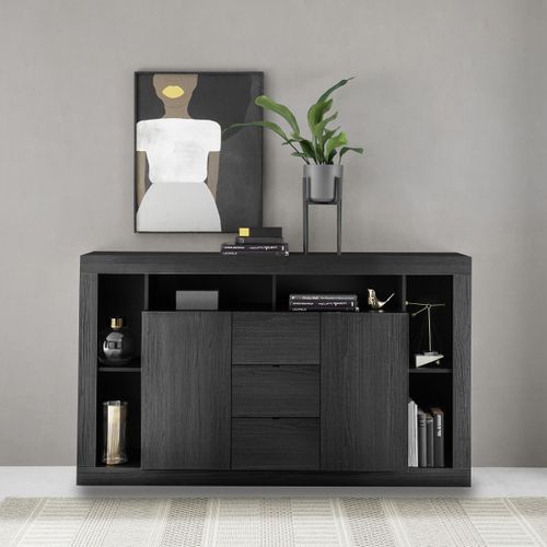 Buffet 2 Portes Et 3 Tiroirs Effet Bois - L172 Cm