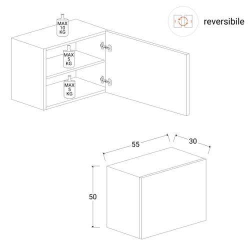 Rangement Mural Marina Laqué Blanc Brillant L55 X P30 X H50