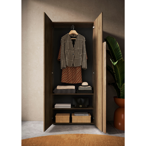 Armoire D'entrée 2 Portes, 2 Étagères Et Une Penderie H187 Cm