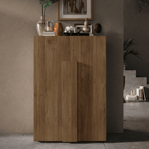 Armoire Basse 2 Portes Et 4 Étagères Intérieures H116 Cm