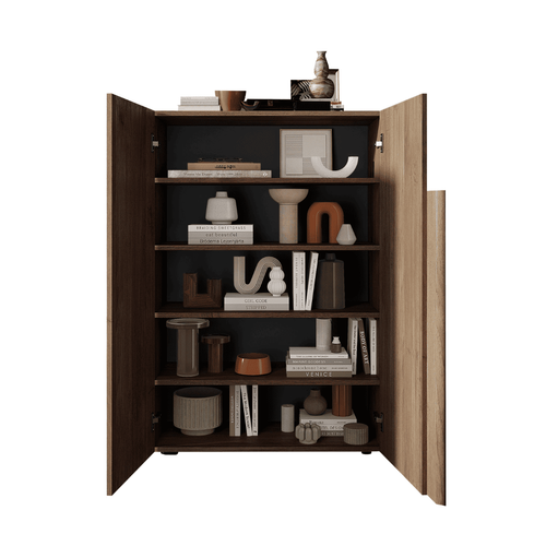 Armoire Basse 2 Portes Et 4 Étagères Intérieures H116 Cm