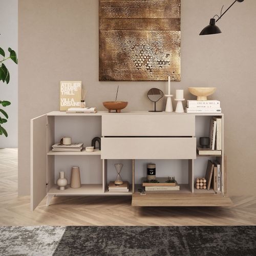Buffet 2 Portes Et 2 Étagères L181 Cm