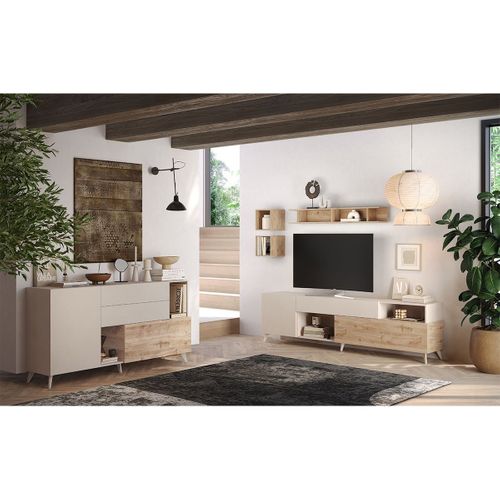 Buffet 2 Portes Et 2 Étagères L181 Cm