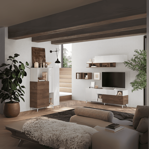 Buffet 2 Portes, 2 Niches Et 2 Étagères L80 Cm