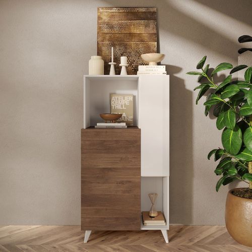 Buffet 2 Portes, 2 Niches Et 2 Étagères L80 Cm