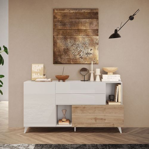 Buffet 2 Portes Et 2 Étagères L181 Cm