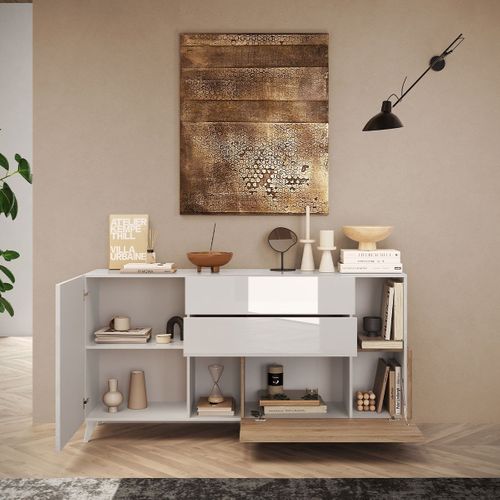 Buffet 2 Portes Et 2 Étagères L181 Cm