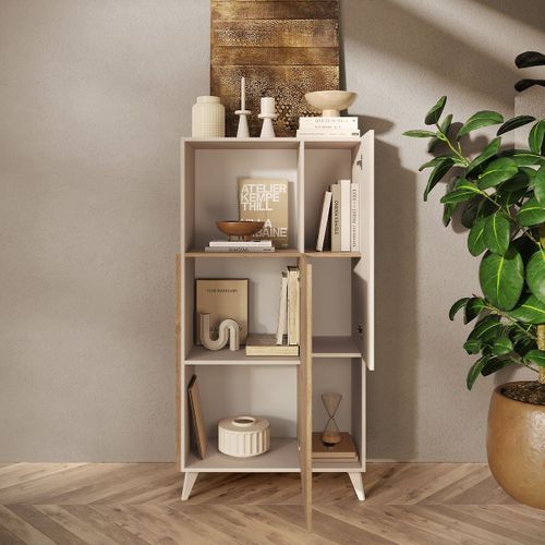 Buffet 2 Portes, 2 Niches Et 2 Étagères L80 Cm