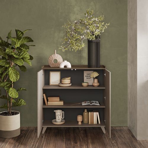 Buffet 2 Portes Et 2 Étagères L121 Cm