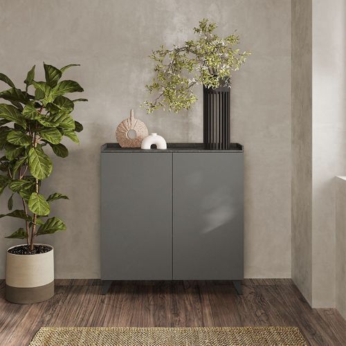 Buffet 2 Portes Et 2 Étagères L121 Cm