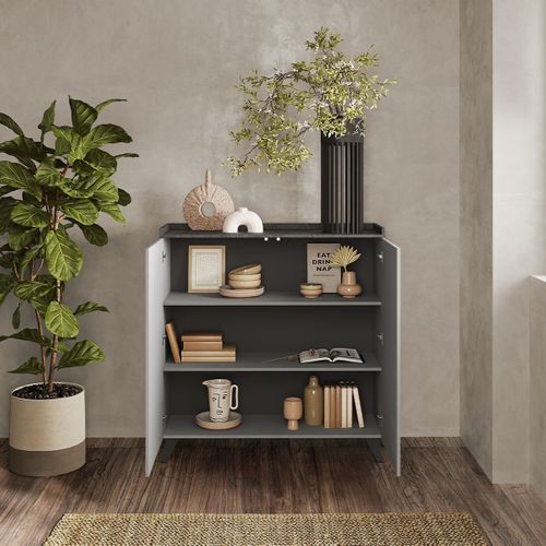 Buffet 2 Portes Et 2 Étagères L121 Cm