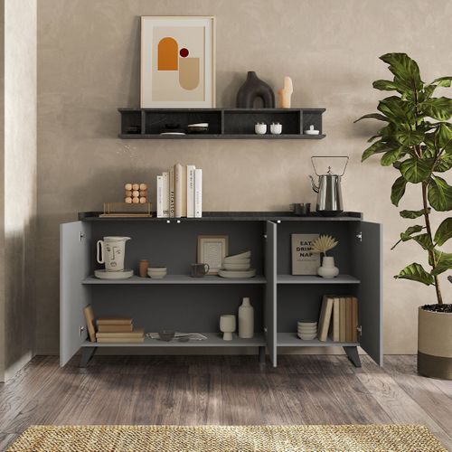 Petit Buffet 3 Portes Et 2 Étagères L181 Cm