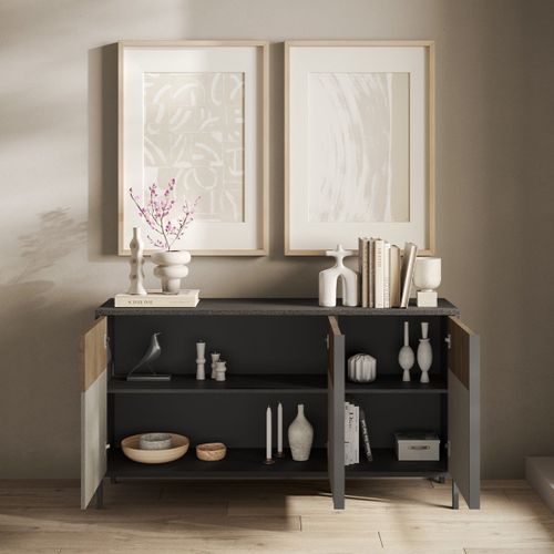 Petit Buffet 3 Portes Et 2 Étagères L156 Cm