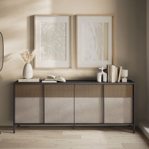 Buffet 4 Portes Et 2 Etagères L206 Cm