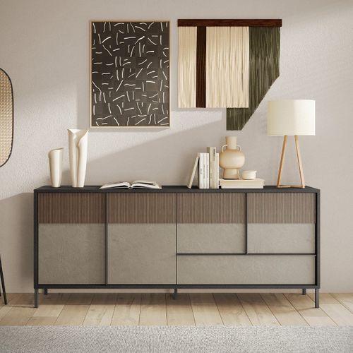 Grand Buffet 4 Portes Et 2 Étagères L206 Cm