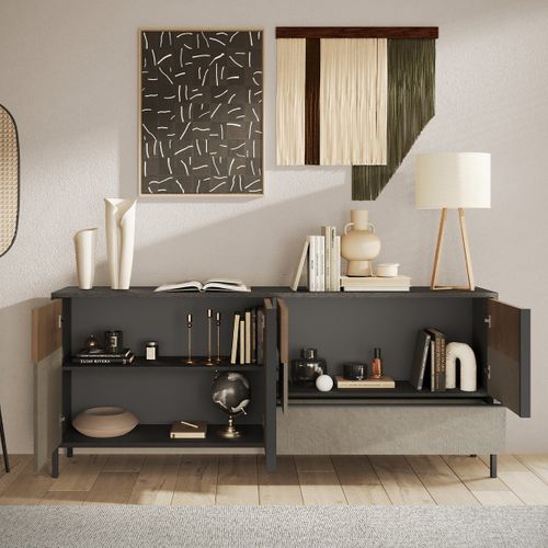 Grand Buffet 4 Portes Et 2 Étagères L206 Cm