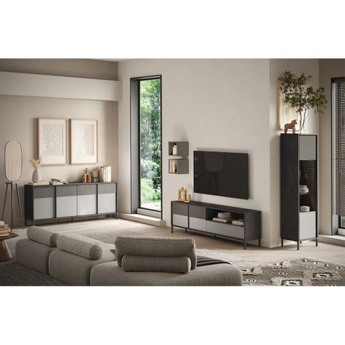 Buffet 4 Portes Et 2 Etagères L206 Cm