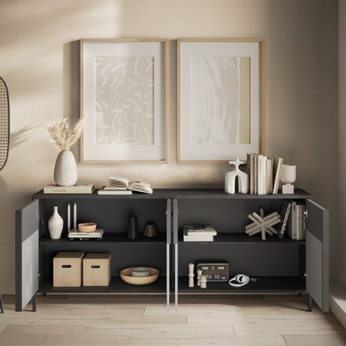 Buffet 4 Portes Et 2 Etagères L206 Cm