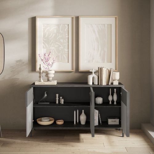 Petit Buffet 3 Portes Et 2 Étagères L156 Cm
