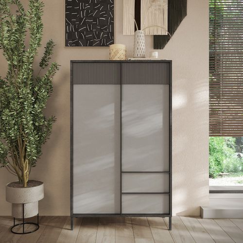 Buffet 2 Portes, 2 Tiroirs Et 3 Étagères L106 Cm