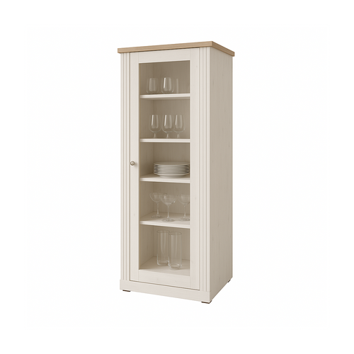 Vitrine 1 Porte Décor Chêne Cadiz Et Blanc Meringué H192 Cm