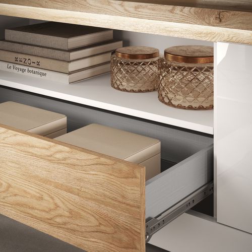 Meuble TV LEDL.160 cm ISCHIA chêne et blanc