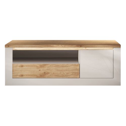 Meuble TV LEDL.160 cm ISCHIA chêne et blanc