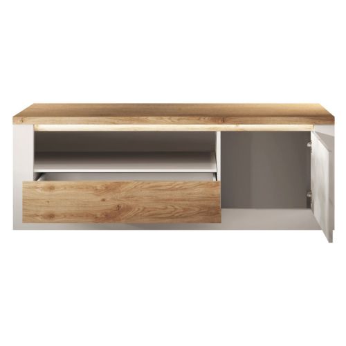 Meuble TV LEDL.160 cm ISCHIA chêne et blanc