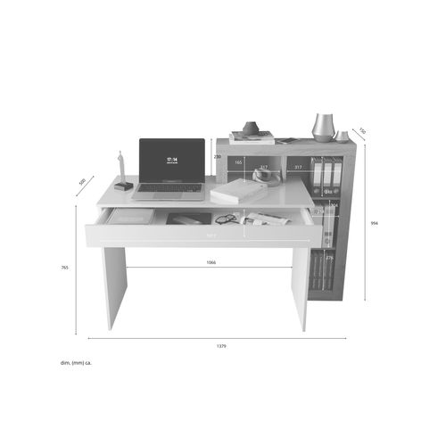 Bureau Droit Avec Rangements Leandre Imitation Chêne Et Blanc