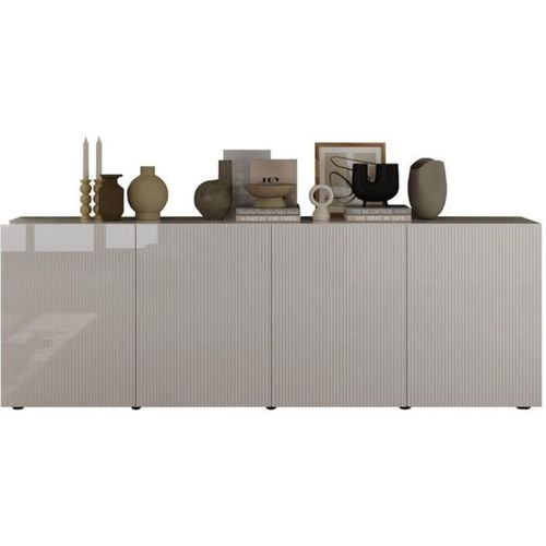 Riccione Buffet Contemporain 4 Portes Blanc Laqué Brillant 241x42x84 Cm - Aucune