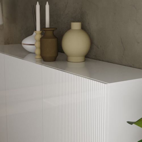 Buffet 3 portes 180 cm ELENA blanc laque brillant