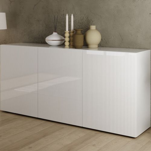 Buffet 3 portes 180 cm ELENA blanc laque brillant