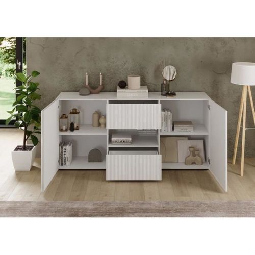 Buffet Riccione 2 Portes 2 Tiroirs Blanc Laqué Brillant L181xp42xh84 Cm Aucune