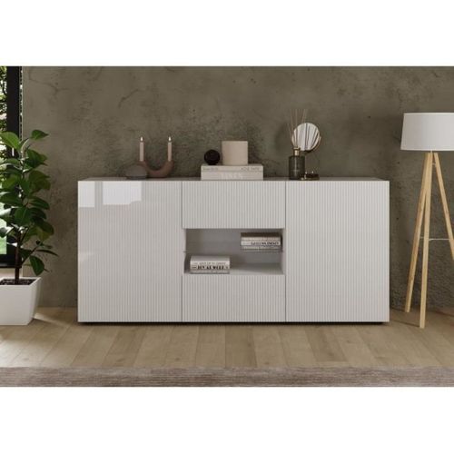 Buffet Riccione 2 Portes 2 Tiroirs Blanc Laqué Brillant L181xp42xh84 Cm Aucune