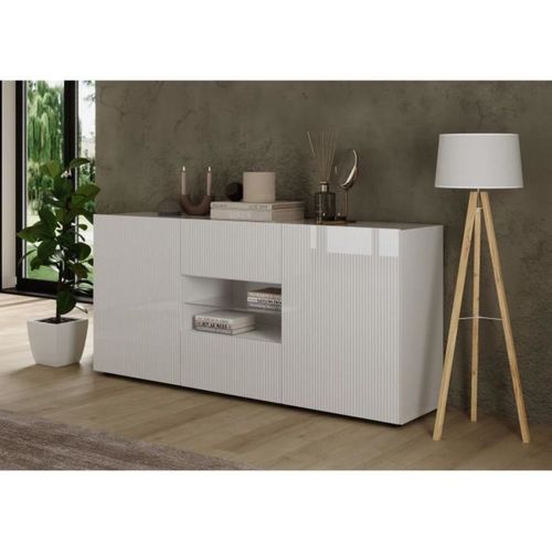 Buffet Riccione 2 Portes 2 Tiroirs Blanc Laqué Brillant L181xp42xh84 Cm Aucune