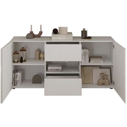 Buffet Riccione 2 Portes 2 Tiroirs Blanc Laqué Brillant L181xp42xh84 Cm Aucune