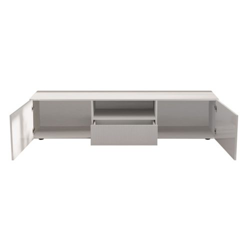 Meuble TV L.184 cm ELENA blanc laqué brillant