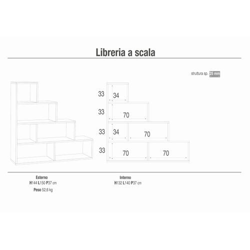 Bibliothèque Ladder L144 Kit - Métal-clair