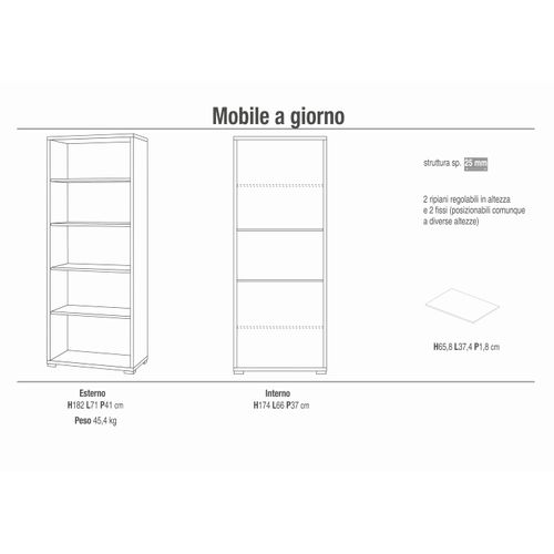 Bibliothèque Ouverte 71x41x199 Cm - Marron