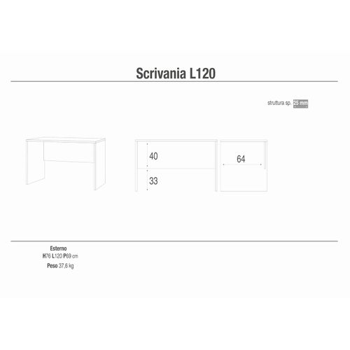 Bureau L120 En Kit - Marron